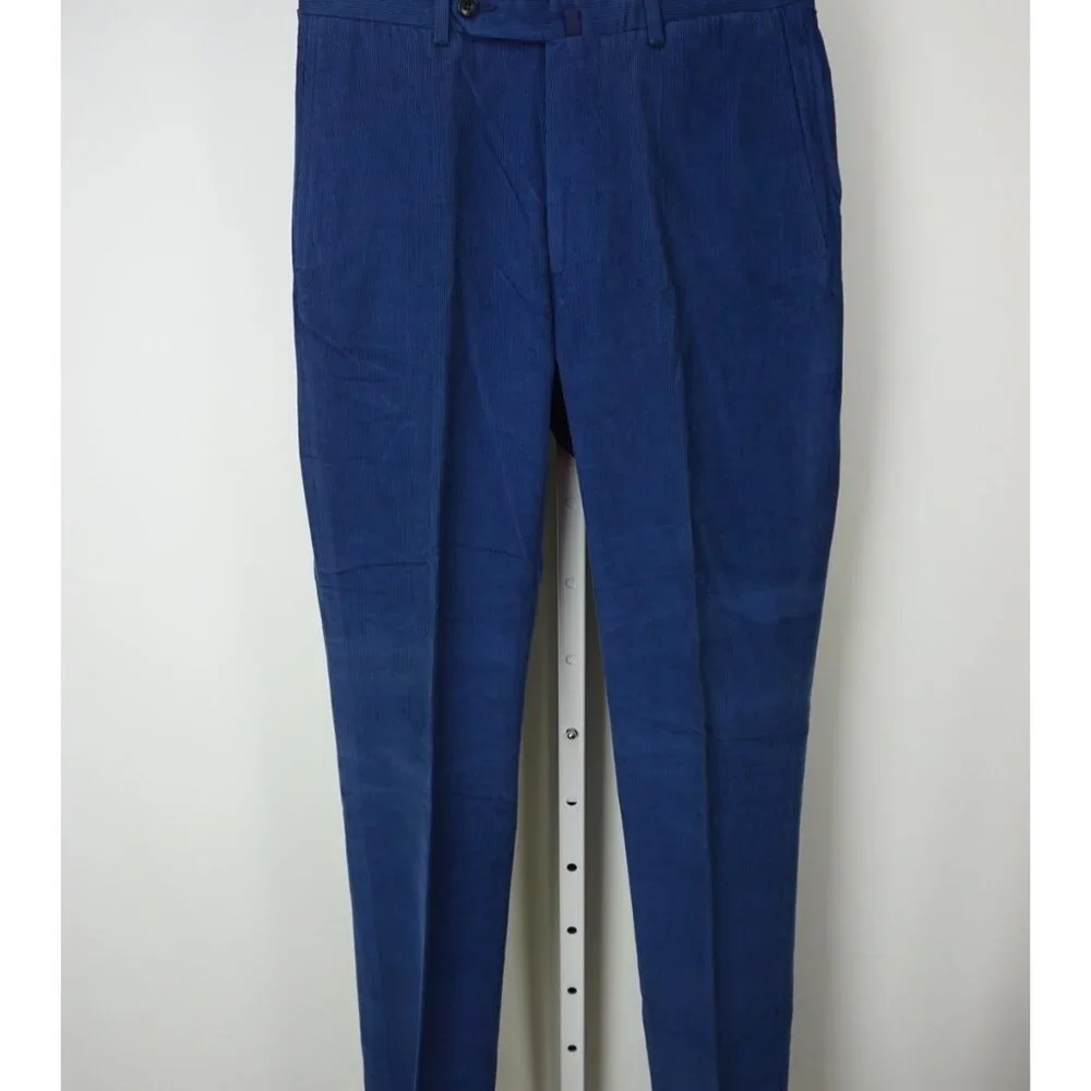 Incotex 100% Cotton Royal Blue Corduroy Mens Pants Sz 44 NEW